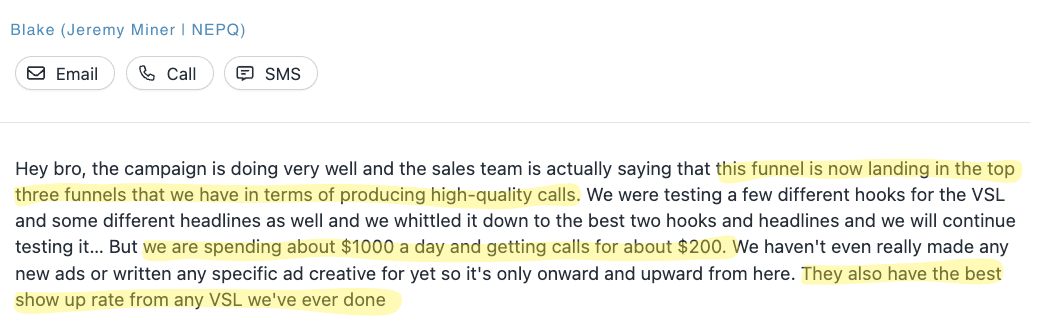 Blake Wyatt CMO feedback on Jeremy Miner VSL