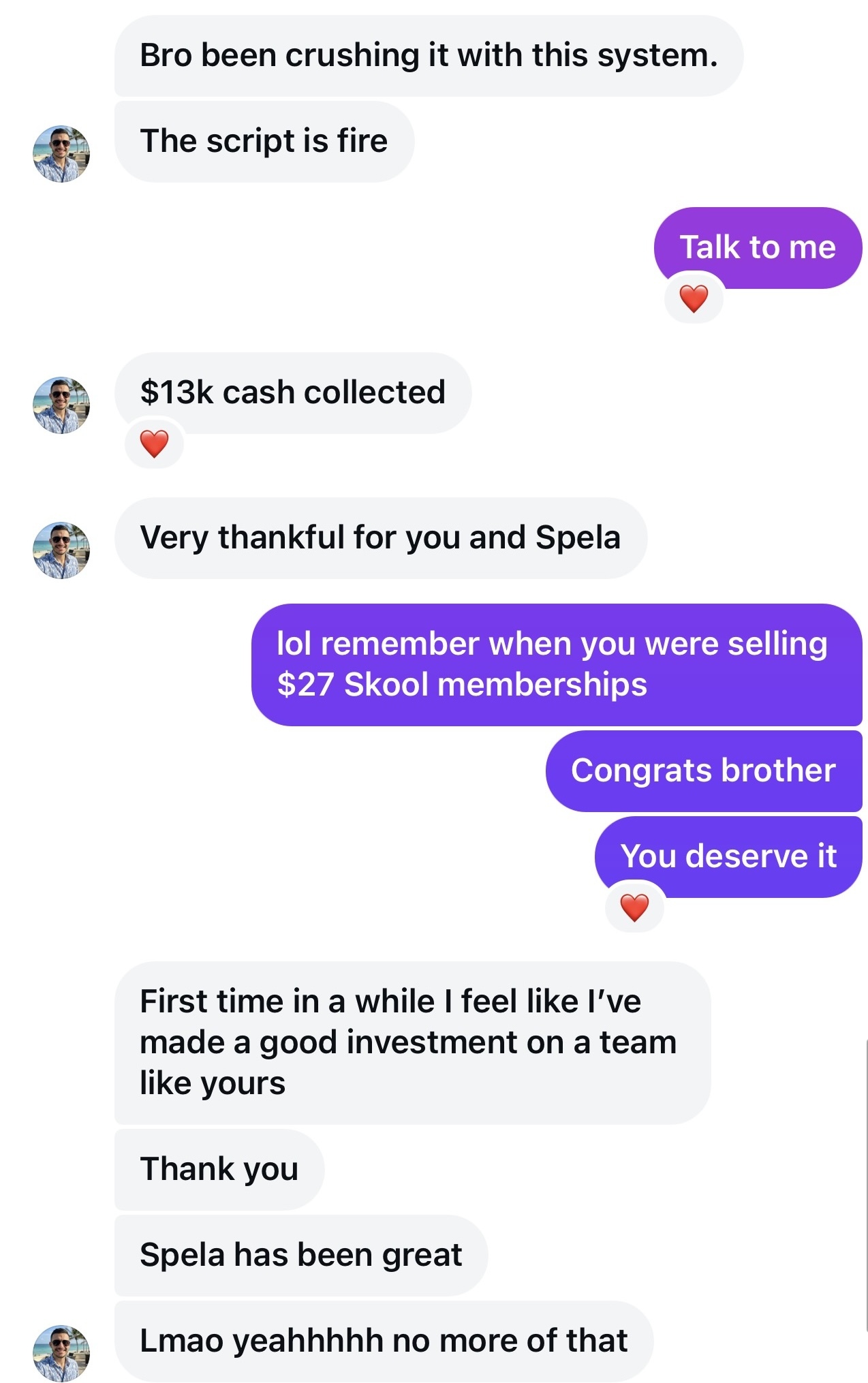 Charles Dove - $13K cash collected Slack message