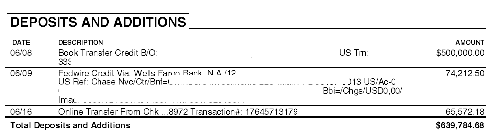 Build & Fund — $500K single deposit, $639K month